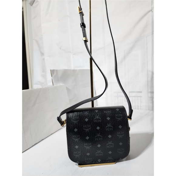 MCM Visetos Small Patricia Crossbody/Shoulder Bag Black - Picture 3 of 16